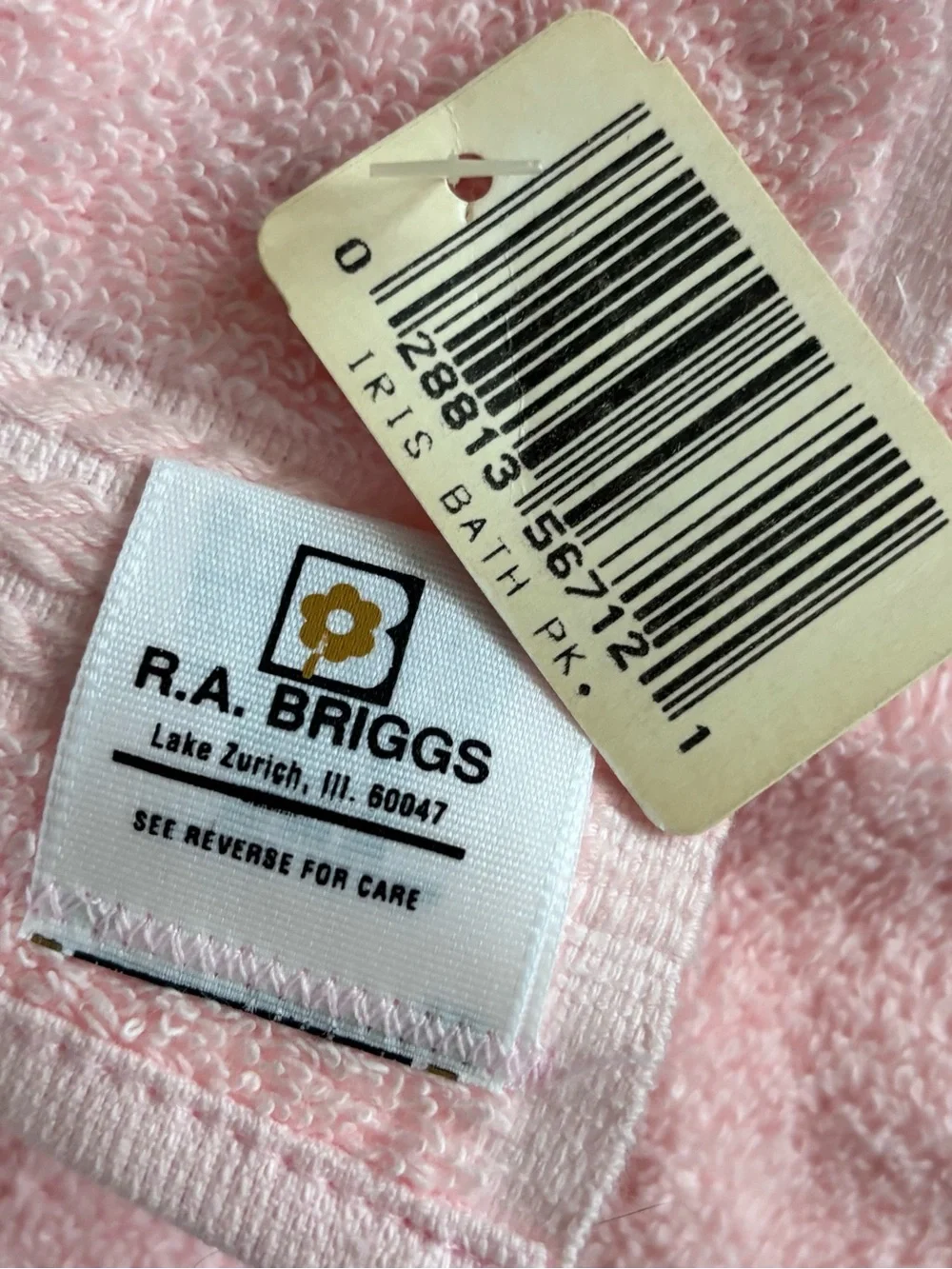 Vintage R.A. Briggs Pink Iris Towel Set Lace Trim Bath Hand Washcloth NWT